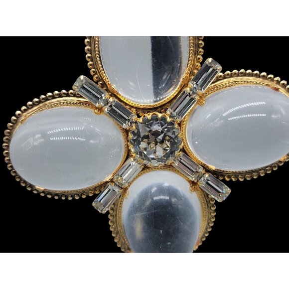 Rare Schreiner Brooch Unsigned Book Piece High Dome Lucite Cross Pendant - Picture 8 of 16